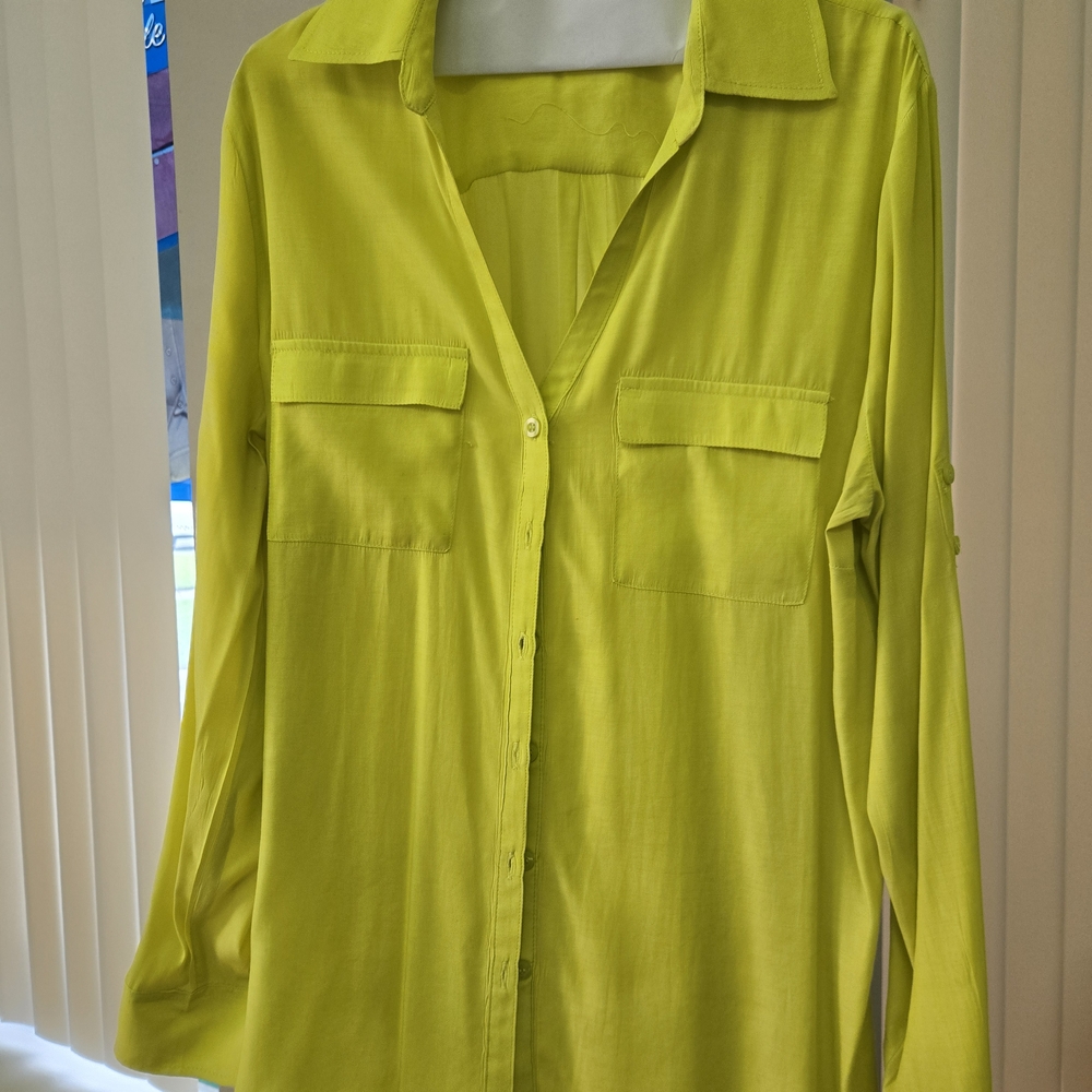 New York & Company Bright Yellow Button-Down Shirt